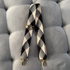 NWOT Madewell Black and Cream Argyle Canvas Webbing Bag Strap: Webbing Edition